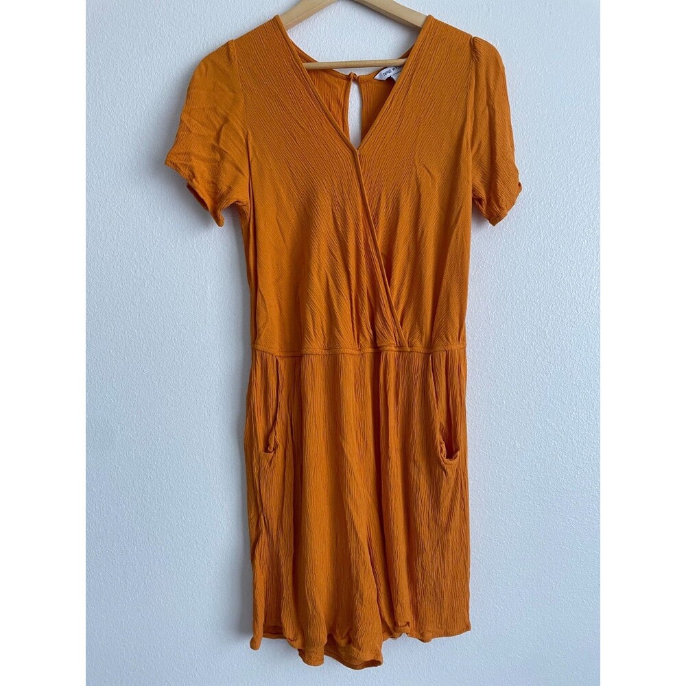 Nine West Womens Large Marigold Crinkle Rayon Romper Jumper Autumn Boho Prairie